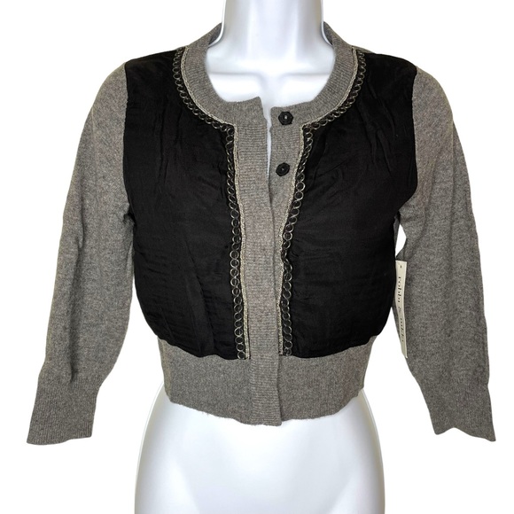 NWT ROBBI & NIKKI Women’s Grey Wool & Silk Cardigan Sz XS - Picture 1 of 5